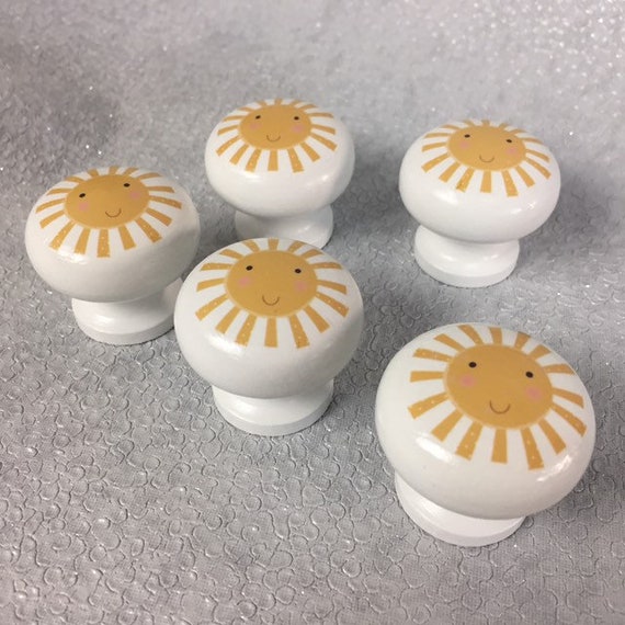 Yellow Sunshine Drawer Knobs Dresser Pulls Nursery Drawer Etsy