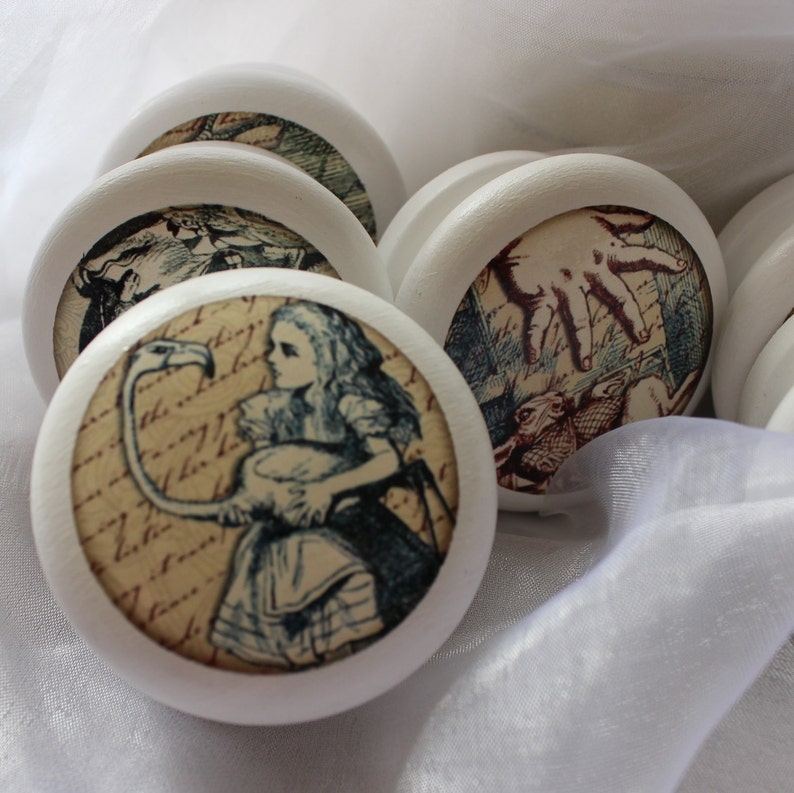 Set Of Twelve 40mm4cm Alice Dresser Pulls Alice In Wonderland Drawer Knobs Alice Cupboard Knobs