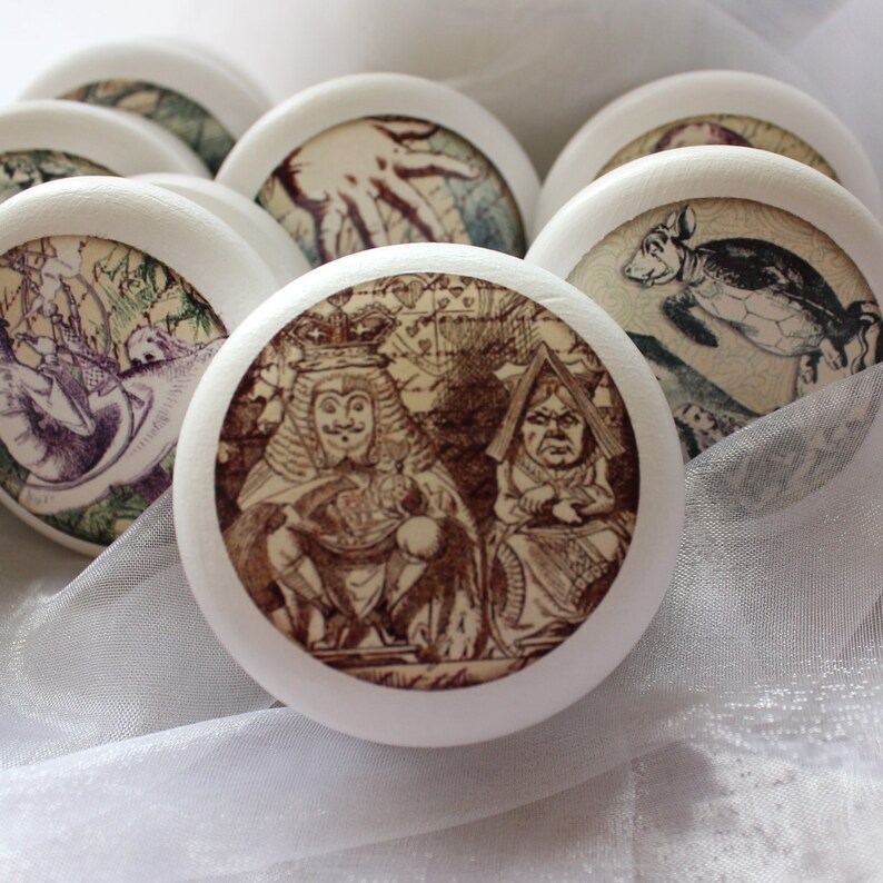 Set Of Twelve 40mm4cm Alice Dresser Pulls Alice In Wonderland Drawer Knobs Alice Cupboard Knobs