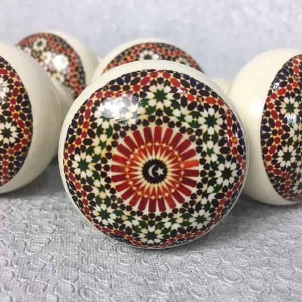 Moroccan "Amira" Drawer Knobs, Moroccan Cupboard Knobs, ,Surface Candy Moroccan Pulls, Dresser Pulls, Moroccan Handles, 40mm/4cm