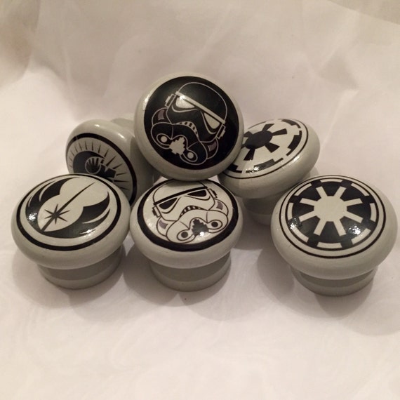 Star Wars Drawer Knobs Set Of Six Star Wars Logo Door Drawer Etsy