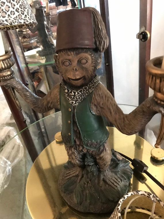 Vintage 1940s Monkey Night Table Lamp Rare Mid Century Vintage 1940s Monkey Night Table Lamp, Antique Monkey Lamp