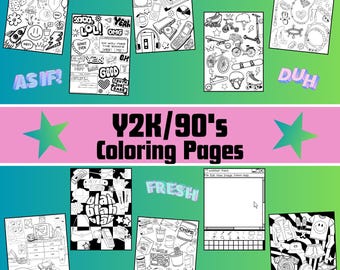Y2K & 90's Theme Coloring Pages, Adult Coloring Pages