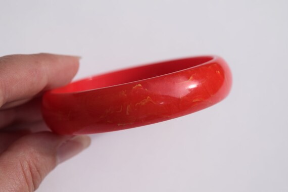 bakelite bracelet vintage bright orange bangle wi… - image 4