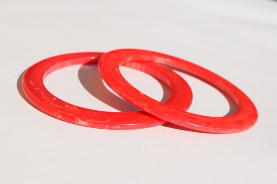 bakelite bracelets vintage bangles watermelon red… - image 1