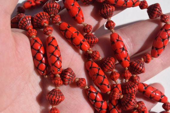 Egyptian Revival Neiger necklace vintage RARE red… - image 2