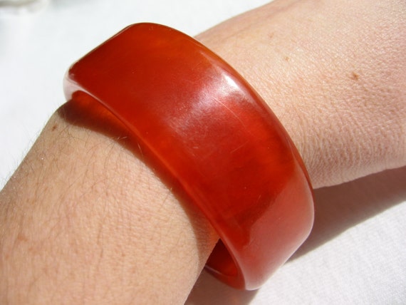 SALE translucent bakelite bracelet vintage orange… - image 5