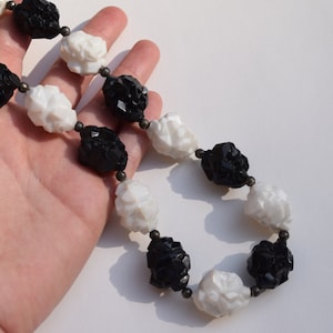 vintage necklace lucite rock candy mid century plastic collectible mid century necklace black and white