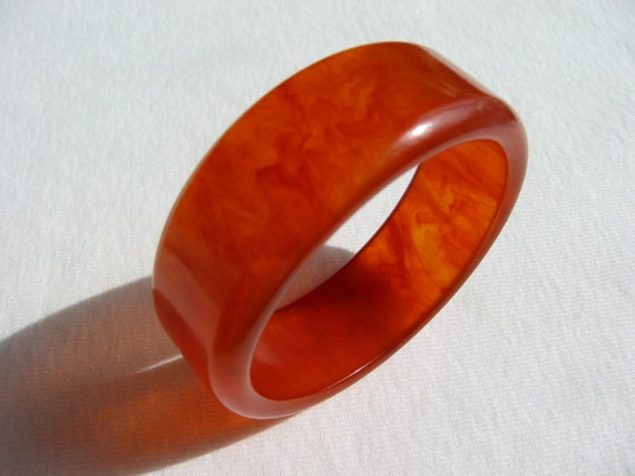 SALE translucent bakelite bracelet vintage orange… - image 2