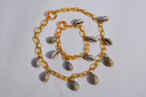 celluloid necklace and bracelet vintage set with … - image 1