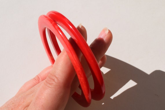 bakelite bracelets vintage bangles watermelon red… - image 4