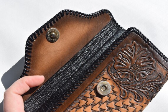 Leather wallet vintage hand tooled leather wallet… - image 5