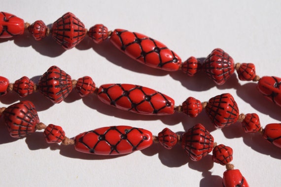 Egyptian Revival Neiger necklace vintage RARE red… - image 3