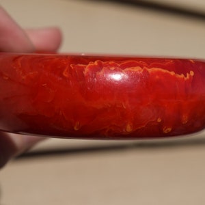 bakelite bracelet vintage red orange yellow marbled firey bangle WOW thick chunky rare Mid Century collectible jewelry image 3