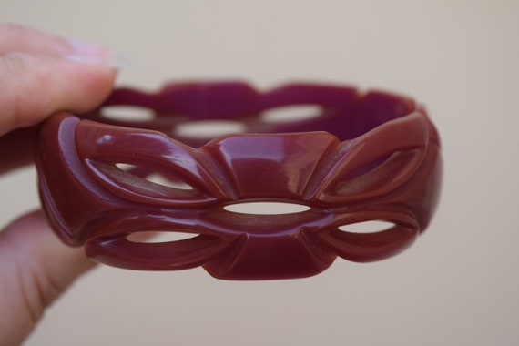 bakelite bracelet vintage bangle PLUM TRANSLUCENT… - image 5