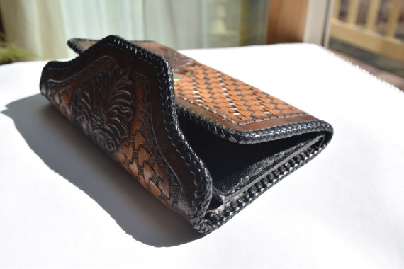Leather wallet vintage hand tooled leather wallet… - image 6
