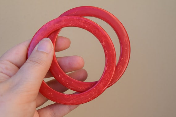 bakelite bracelets vintage bangles watermelon red… - image 2