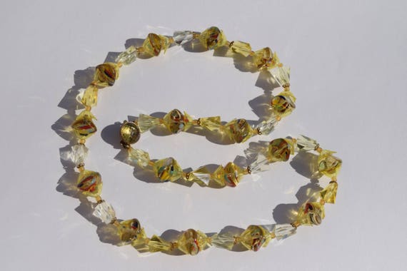 SALE glass necklace vintage multi color glass mar… - image 1