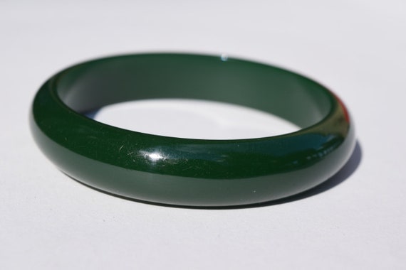 bakelite bracelet vintage green domed bangle deep… - image 3