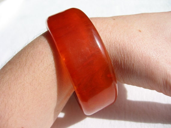 SALE translucent bakelite bracelet vintage orange… - image 1