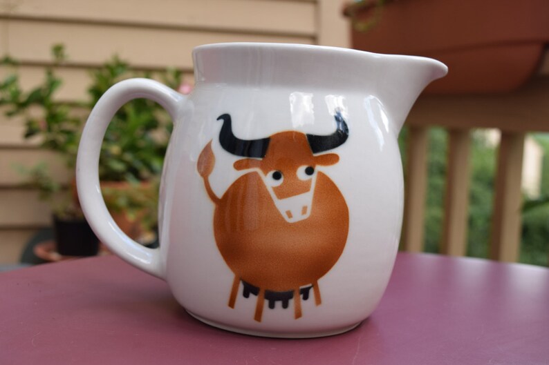 ARABIA Finland pitcher vintage cow bull design stencil Etsy