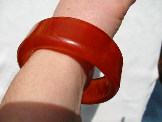 SALE translucent bakelite bracelet vintage orange… - image 3