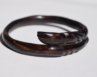 black coral vintage bracelet bangle nicely carved RARE bypass style lovely vintage condition collectible jewelry