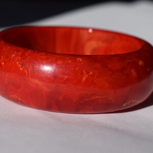 bakelite bracelet vintage red orange yellow marbled firey bangle WOW thick chunky rare Mid Century collectible jewelry image 4