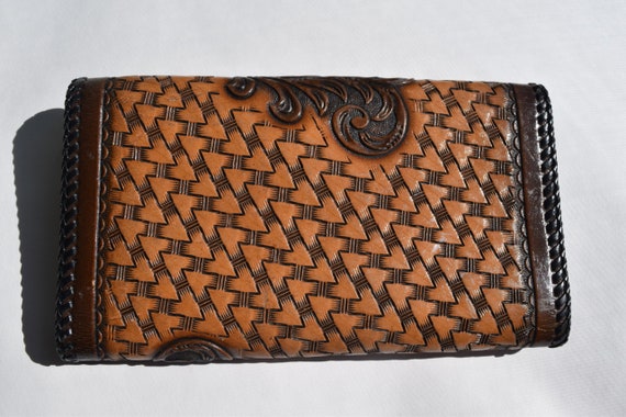 Leather wallet vintage hand tooled leather wallet… - image 2
