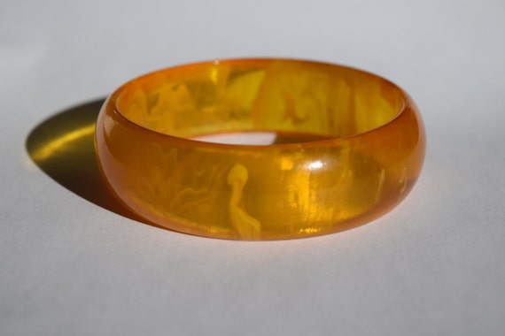 SALE bakelite bracelet vintage bangle GLOWING gol… - image 1