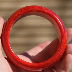 bakelite bracelet vintage red orange yellow marbled firey bangle WOW thick chunky rare Mid Century collectible jewelry image 5