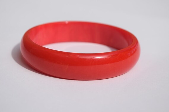 bakelite bracelet vintage bright orange bangle wi… - image 3