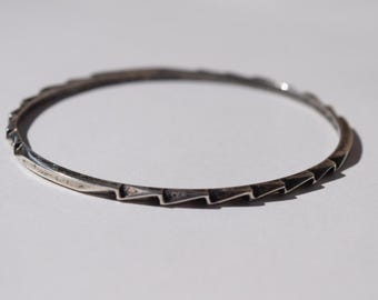Mexican Sterling silver bracelet vintage Modernist Mid Century bangle marked/stamped on interior collectible jewelry