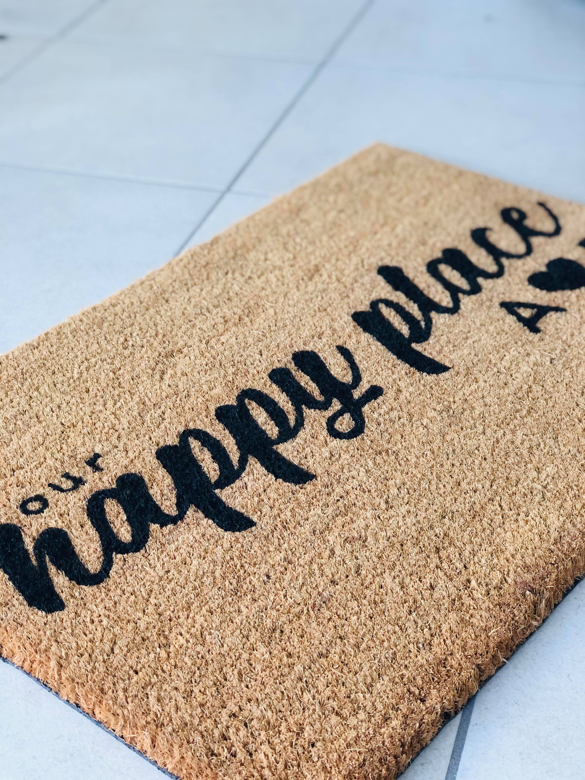 Our Happy Place Doormat Housewarming Gift Cute Mat Etsy
