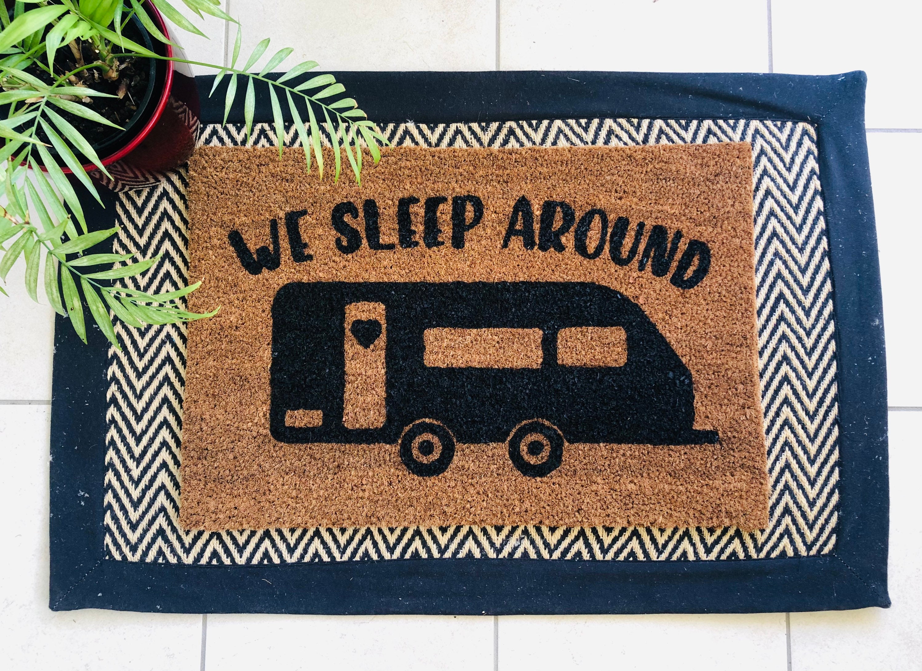 Happy Campers Caravan Coir Door Mat Mat Etsy