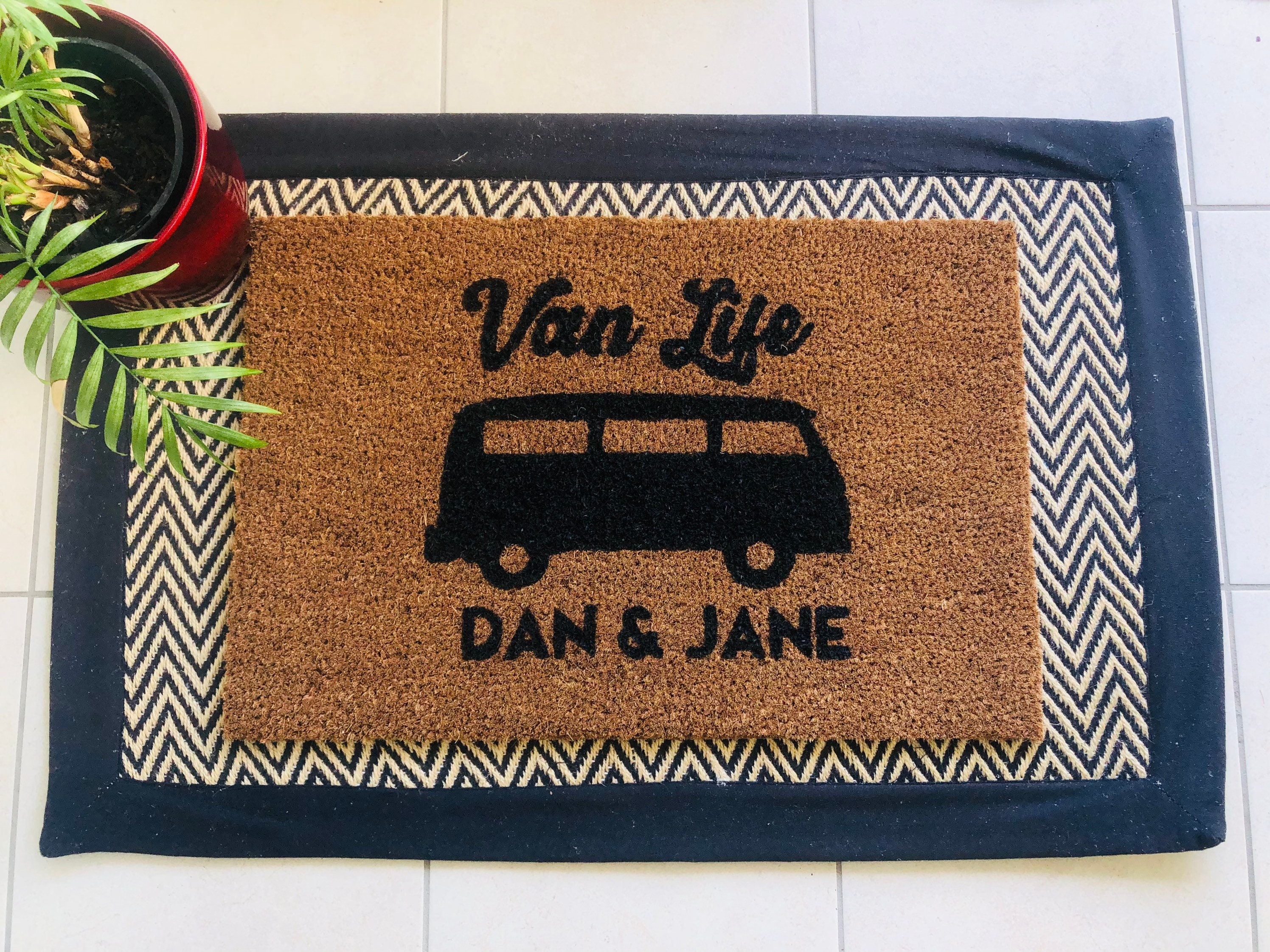Personalised Van Life Camping Coir Door Mat Caravan Doormat Etsy