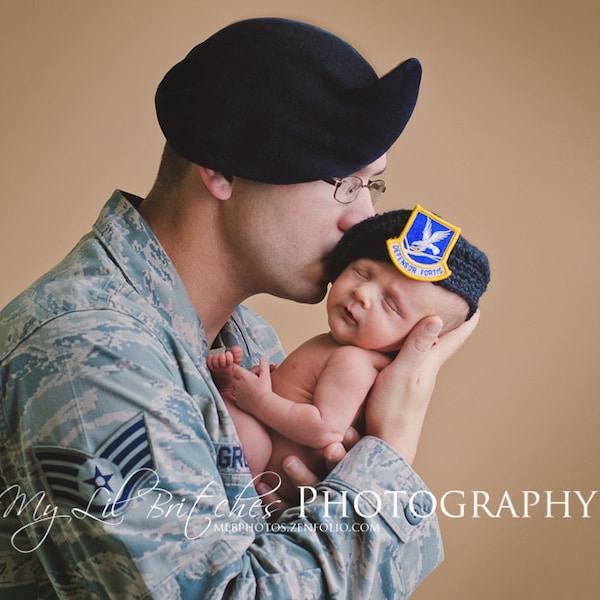 Crochet Beret Replica Photo Prop (Air Force, Army, Military).