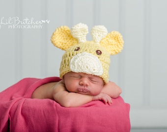 Crochet Newborn Giraffe Hat