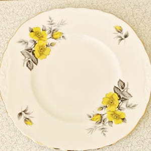 Vintage Royal Vale Bone China Plate: Yellow Roses, Gold Detail