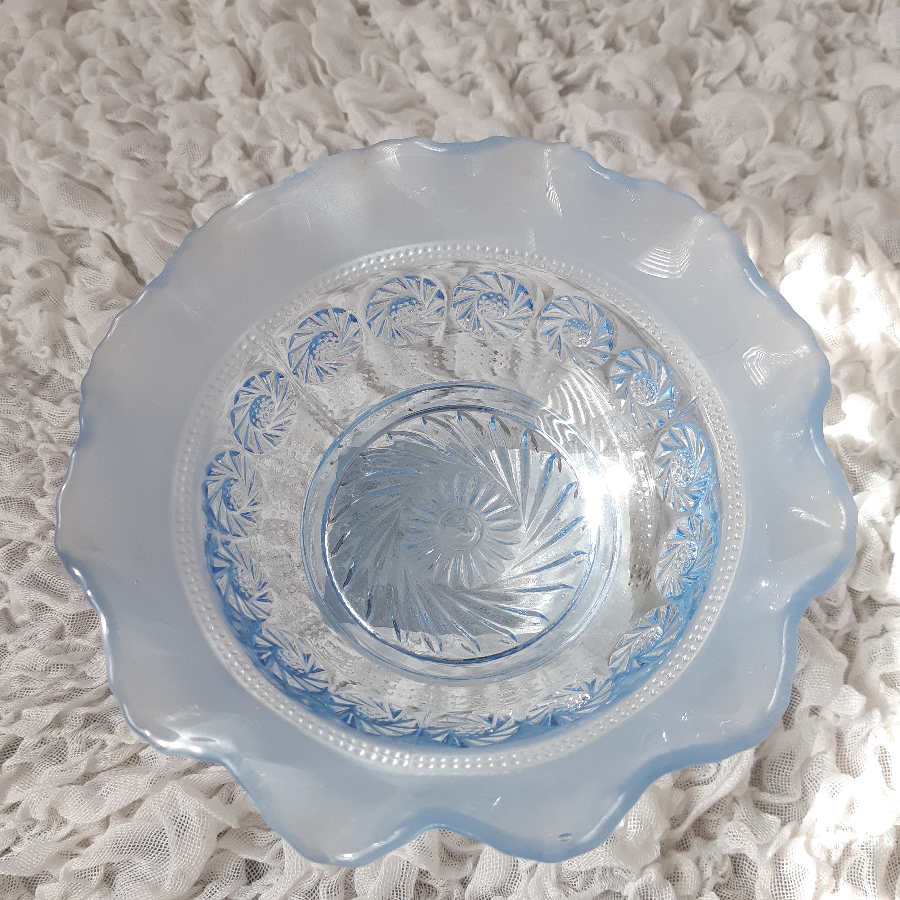 Prunt Vintage Blue Glass Bowl, Art Deco Davidson, Blackberry Prunt Bowl ...