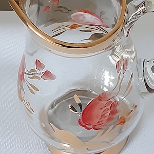 Vintage Small Glass Jug, Vintage Bohemia Glass Jug, Crystal Glass Jug, Vintage Decorative Jug, Small Art Glass Jug