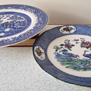 Vintage Collection of Blue and White Plates, Decorative Plates, Serving Plates, Vintage Blue and White Tableware, Selection  Vintage plates