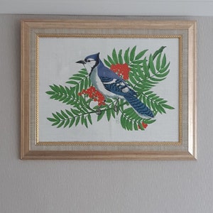 Vintage Vogel Wandkunst: Upcycled Tischset im Goldrahmen