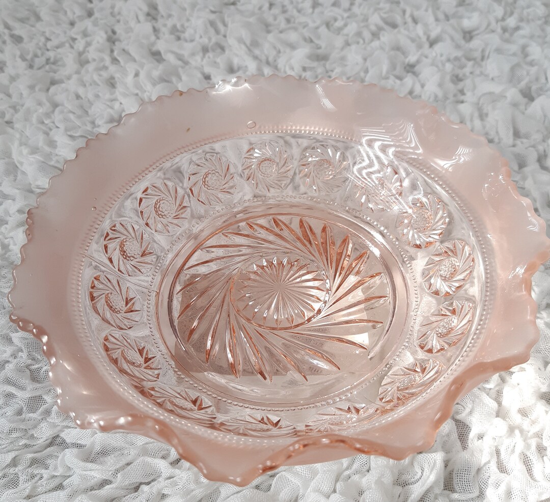 Prunt Antique Pink Glass Bowl, Davidson Blackberry Prunt Bowl, Impressed ...