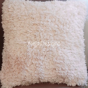 Handmade Boucle Knit Cushion: Large Fluffy Square Pillow (62x62 cms)