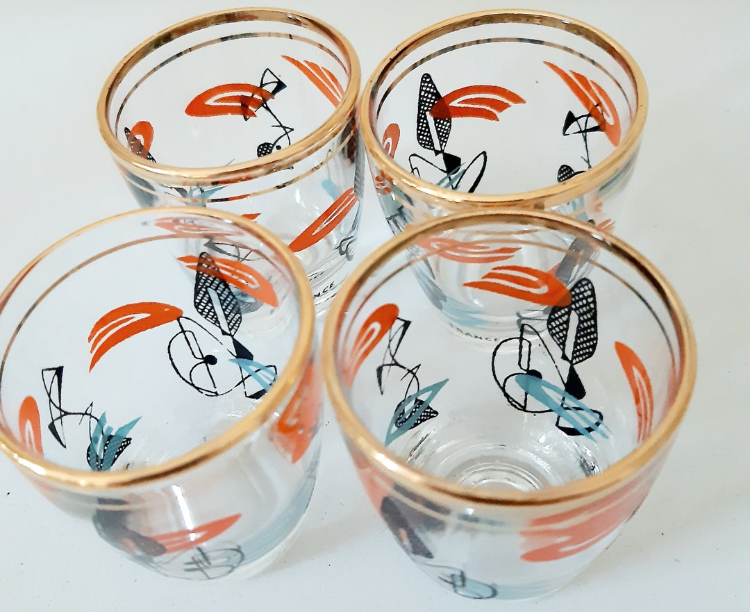 Vintage French Shot Glasses Gold Rim Shot Glasses Etsy