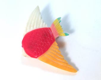 BIG Bakelite Hand Carved Carrot Pin Brooch Re-Carved Vintage Bakelite Stock