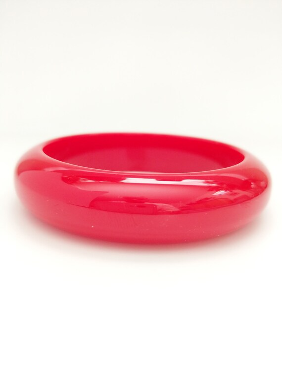 Bakelite Bracelet - Cherry Red Tall Dome Polished… - image 4