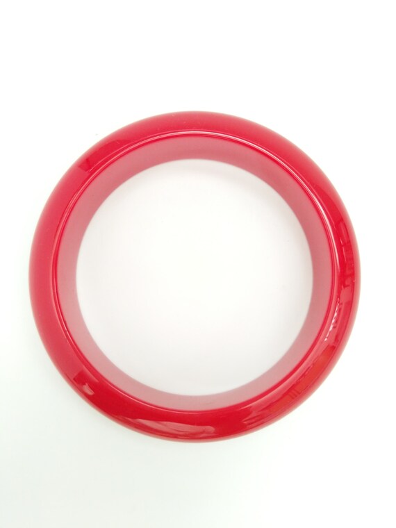 Bakelite Bracelet - Cherry Red Tall Dome Polished… - image 3