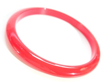 Bakelite Bracelet - Red Marbled Polished Catalin Bakelite Bangle 5/16"